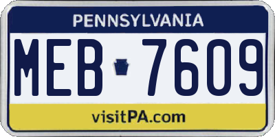 PA license plate MEB7609