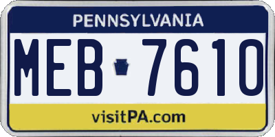 PA license plate MEB7610