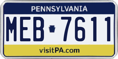 PA license plate MEB7611