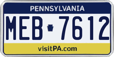 PA license plate MEB7612