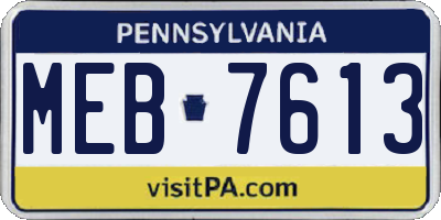 PA license plate MEB7613