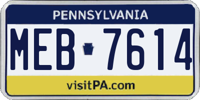 PA license plate MEB7614