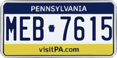 PA license plate MEB7615