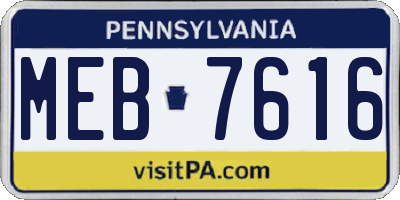 PA license plate MEB7616
