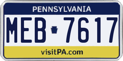 PA license plate MEB7617
