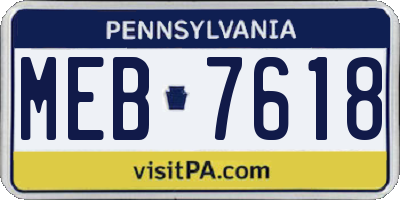 PA license plate MEB7618