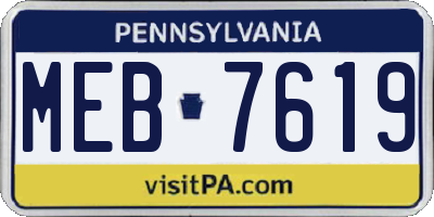 PA license plate MEB7619