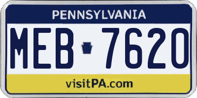 PA license plate MEB7620