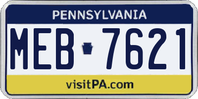 PA license plate MEB7621
