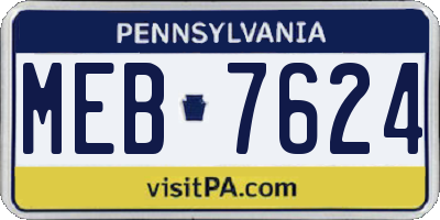 PA license plate MEB7624
