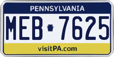 PA license plate MEB7625