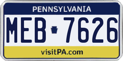 PA license plate MEB7626