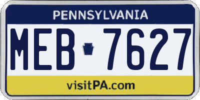 PA license plate MEB7627