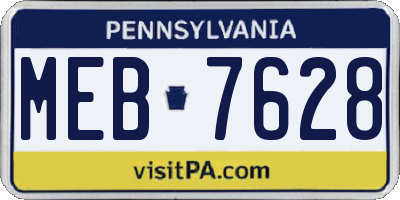 PA license plate MEB7628