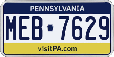 PA license plate MEB7629