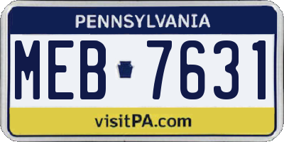 PA license plate MEB7631