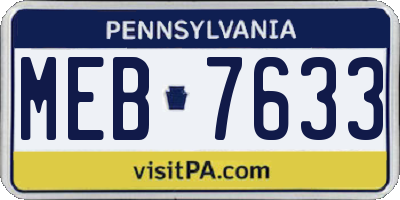 PA license plate MEB7633