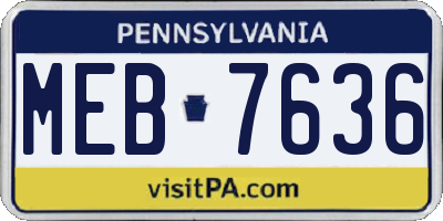 PA license plate MEB7636