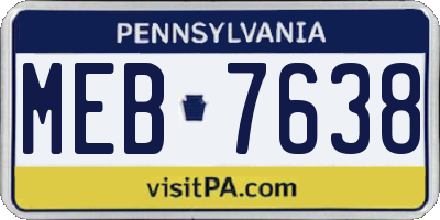 PA license plate MEB7638