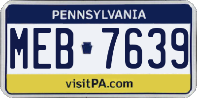 PA license plate MEB7639