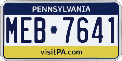 PA license plate MEB7641