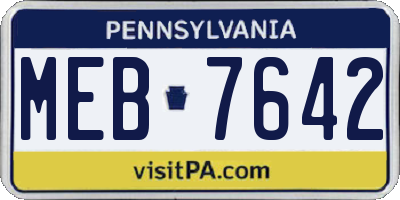 PA license plate MEB7642