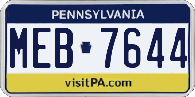 PA license plate MEB7644