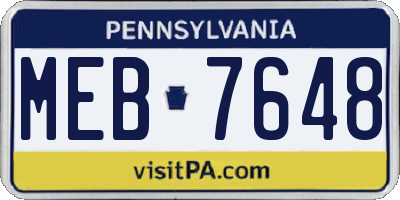PA license plate MEB7648