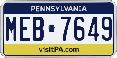 PA license plate MEB7649