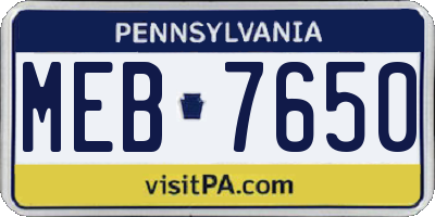 PA license plate MEB7650