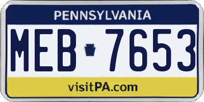 PA license plate MEB7653