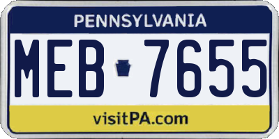 PA license plate MEB7655