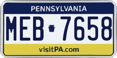 PA license plate MEB7658