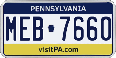 PA license plate MEB7660