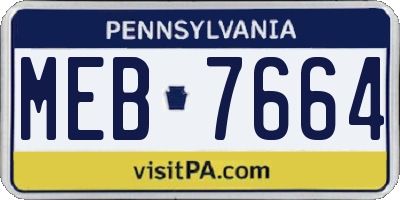PA license plate MEB7664