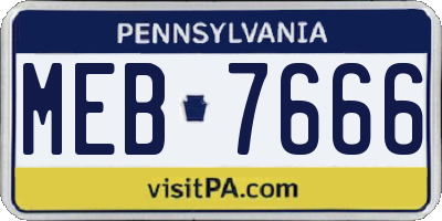 PA license plate MEB7666