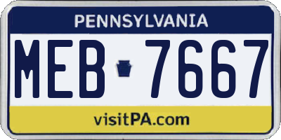 PA license plate MEB7667
