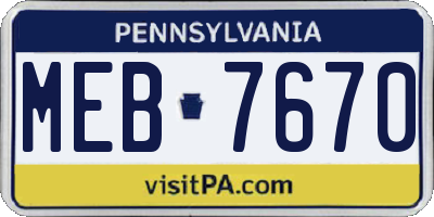 PA license plate MEB7670