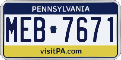 PA license plate MEB7671
