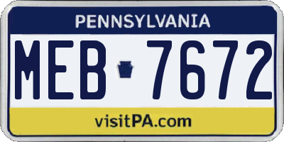 PA license plate MEB7672
