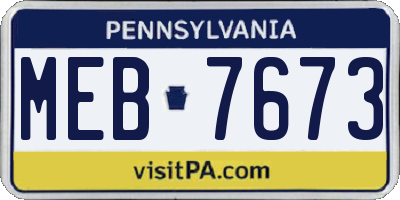 PA license plate MEB7673
