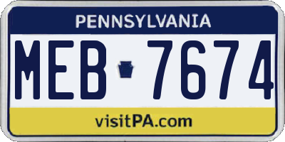 PA license plate MEB7674