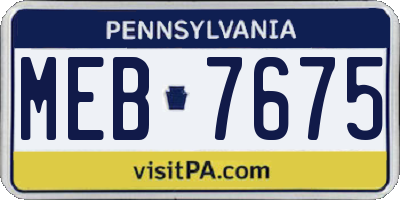 PA license plate MEB7675