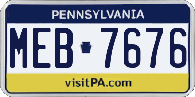 PA license plate MEB7676