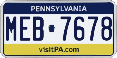 PA license plate MEB7678