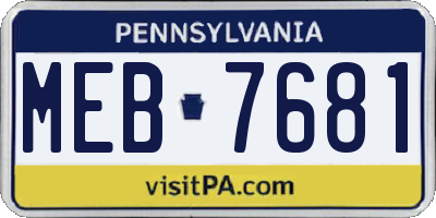 PA license plate MEB7681