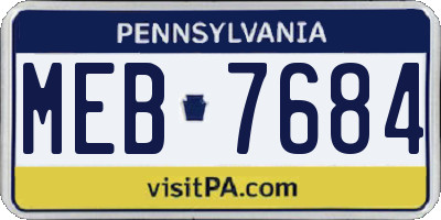 PA license plate MEB7684