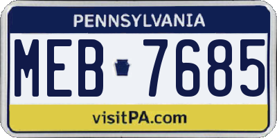 PA license plate MEB7685