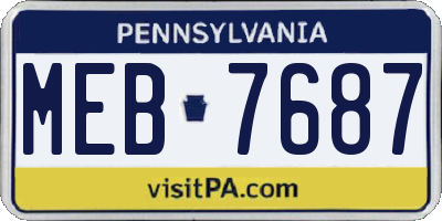 PA license plate MEB7687