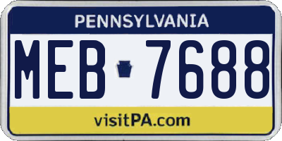 PA license plate MEB7688